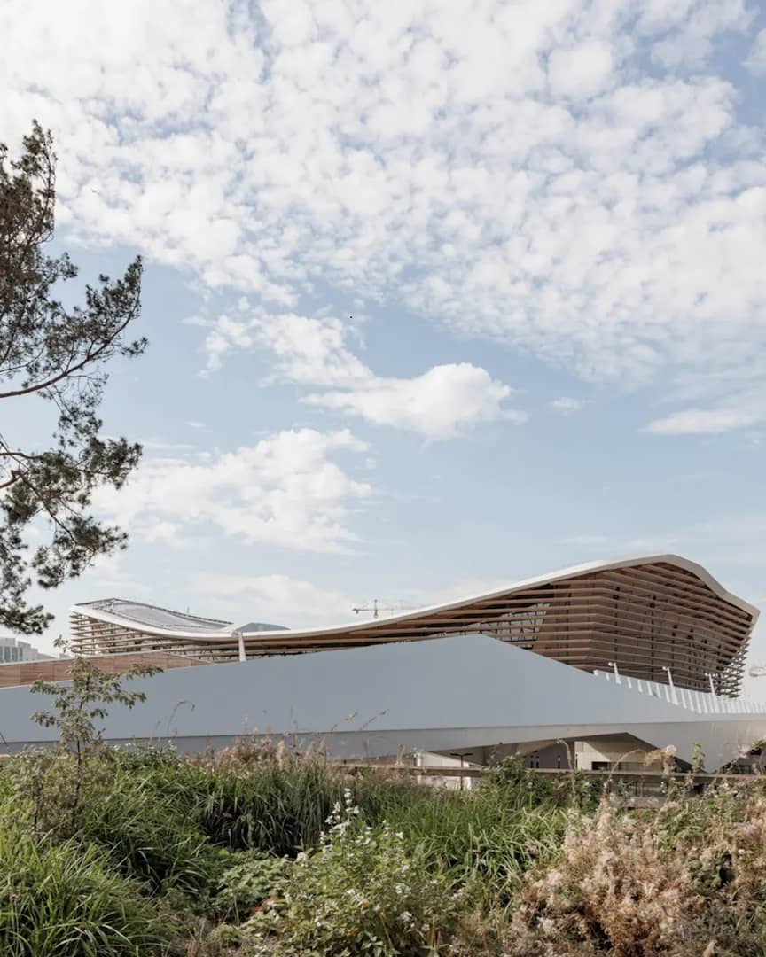 Het Aquatic Centre dat tijdens de Olympische Spelen in gebruik is genomen.